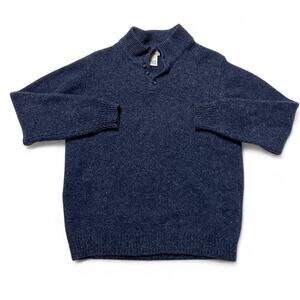 L.L. Bean Navy Blue Lambswool Wool Henley Neck Button Sweater Jumper XXL